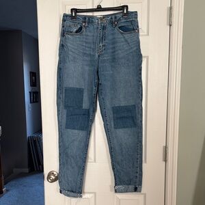 Blue Denim Jeans with Patchwork